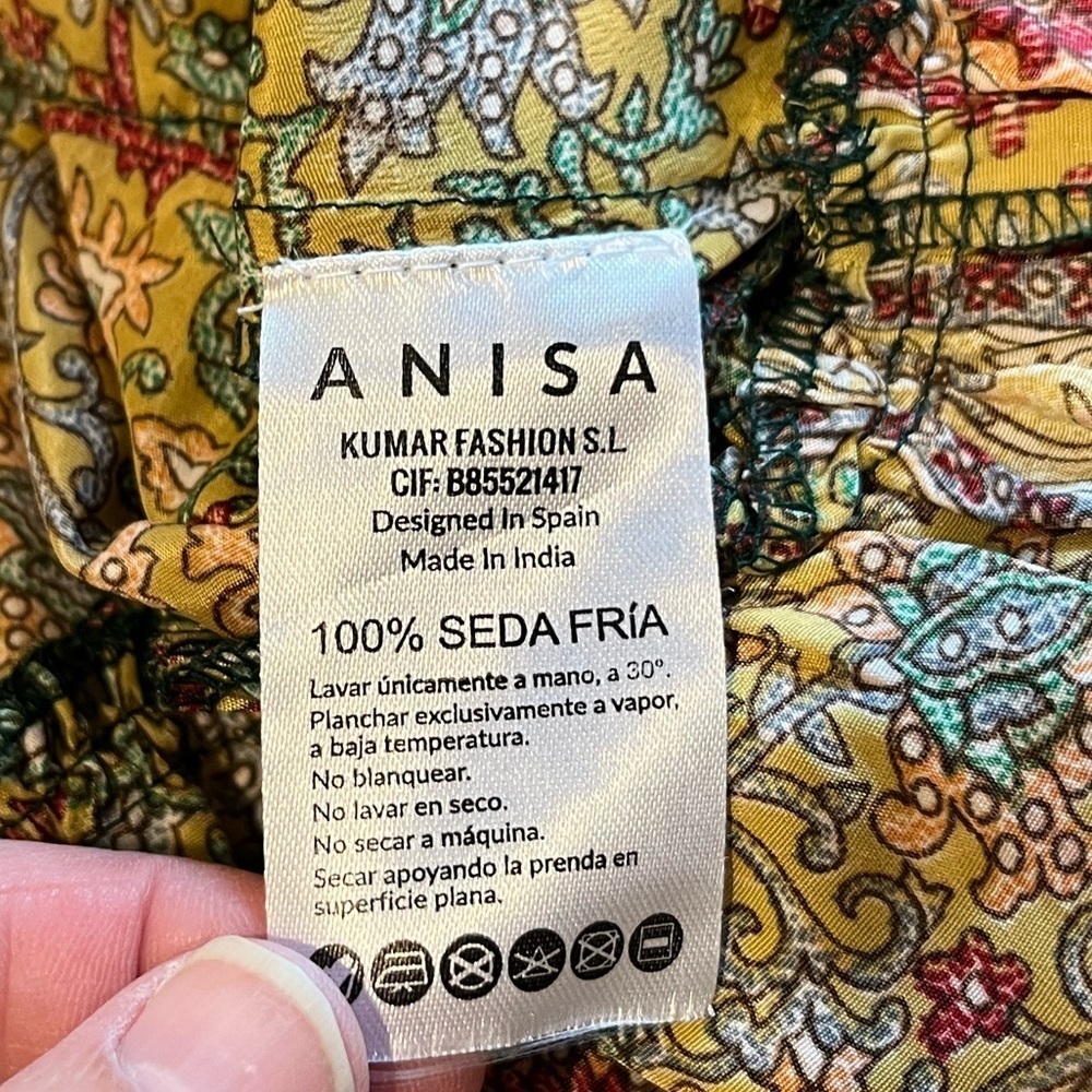 ANISA – Silk• Multicolor Ruffle Skirt M/L - Picture 3 of 10